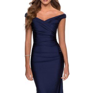 La Femme Off the Shoulder Trumpet Gown